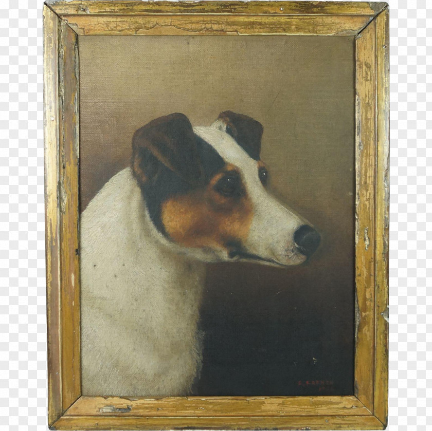 Antique Jack Russell Terrier Dog Breed Oil Painting Portrait PNG