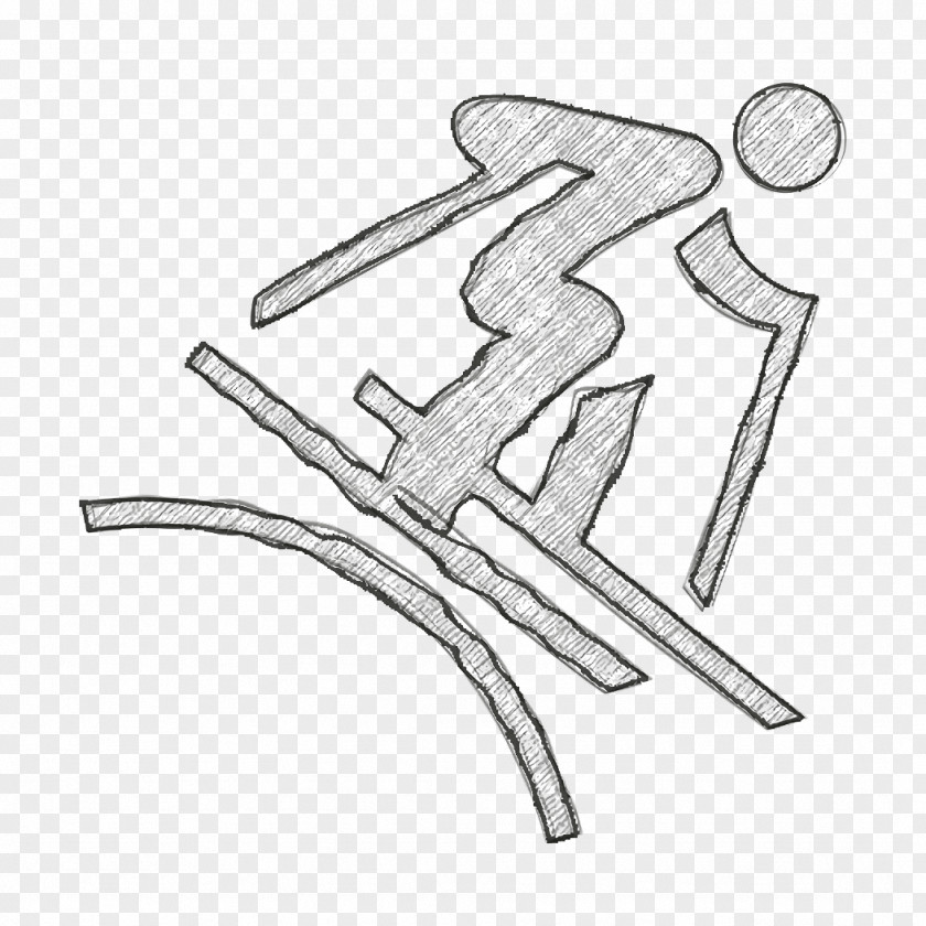 Line Art Skiing Icon Freestyle Moguls Olympic PNG