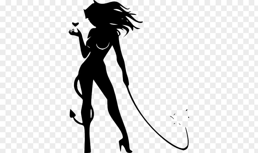 Devil Woman Drawing PNG , devil, silhouette of woman with tail clipart PNG
