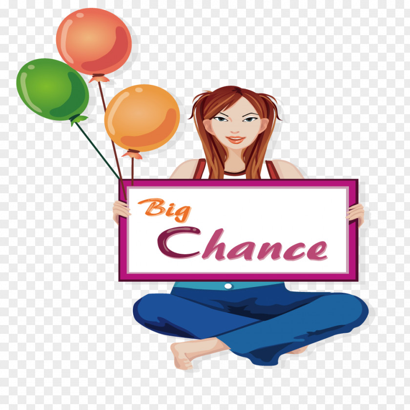 Balloons And Billboard Woman Shoe Illustration PNG