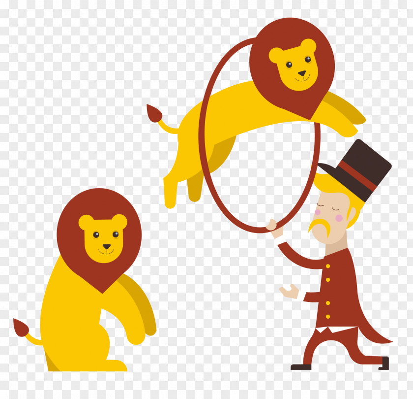 Hand-painted Circus Lion Show Performance Clip Art PNG