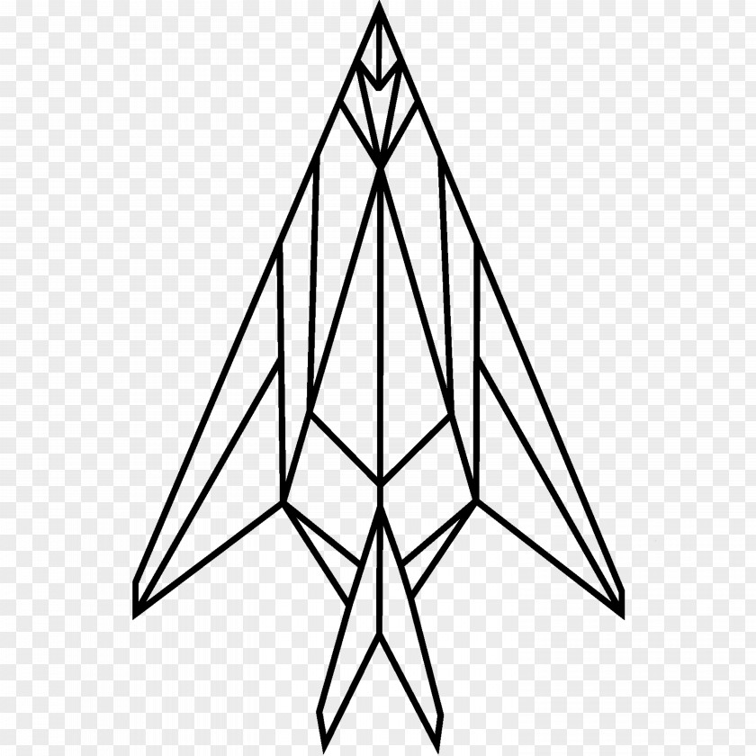 M Line Art Triangle Point Black & White PNG