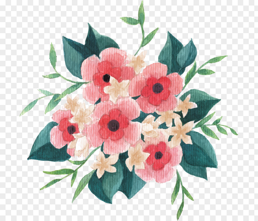 Painted Pink Bouquet Water Vector Material Flower Clip Art PNG