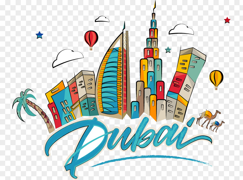 Cartoon Dubai City Building Burj Khalifa Clip Art PNG