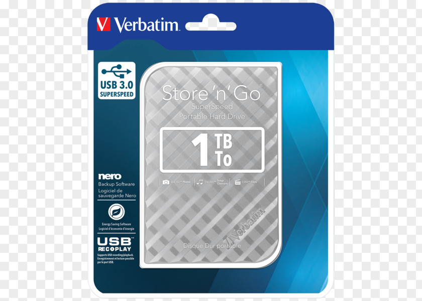 Mobile Hard Disk Laptop Verbatim Store 'n' Go Portable USB 3.0 Drives PNG