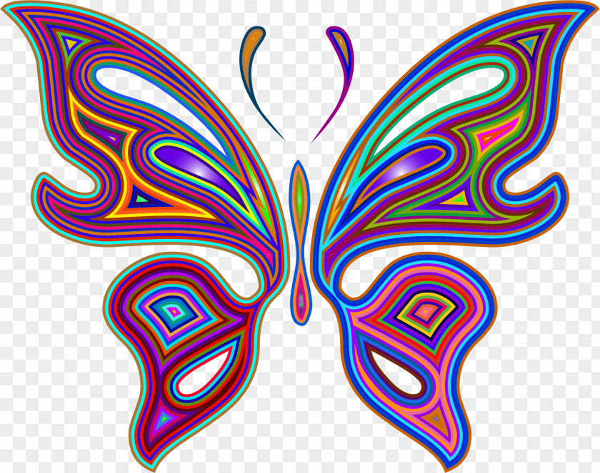 Silhouette Prismatic Color Butterfly Clip Art PNG