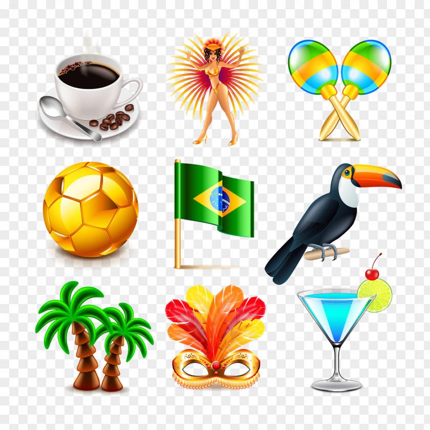 Vector Coffee Cup Drink Palm Tree Dancers Football Brazil Royalty-free Photography Illustration PNG
