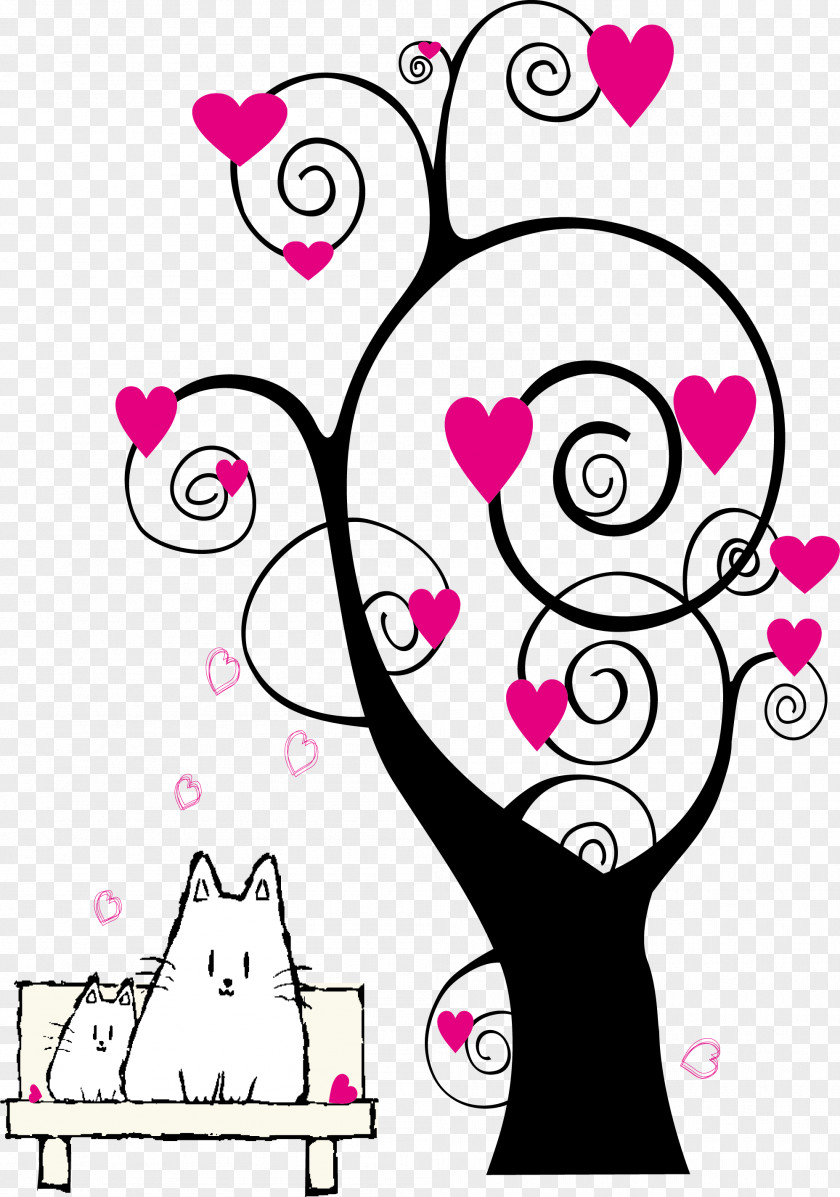 Creative Heart-shaped Tree Paper Hello Kitty Drawing Sticker PNG