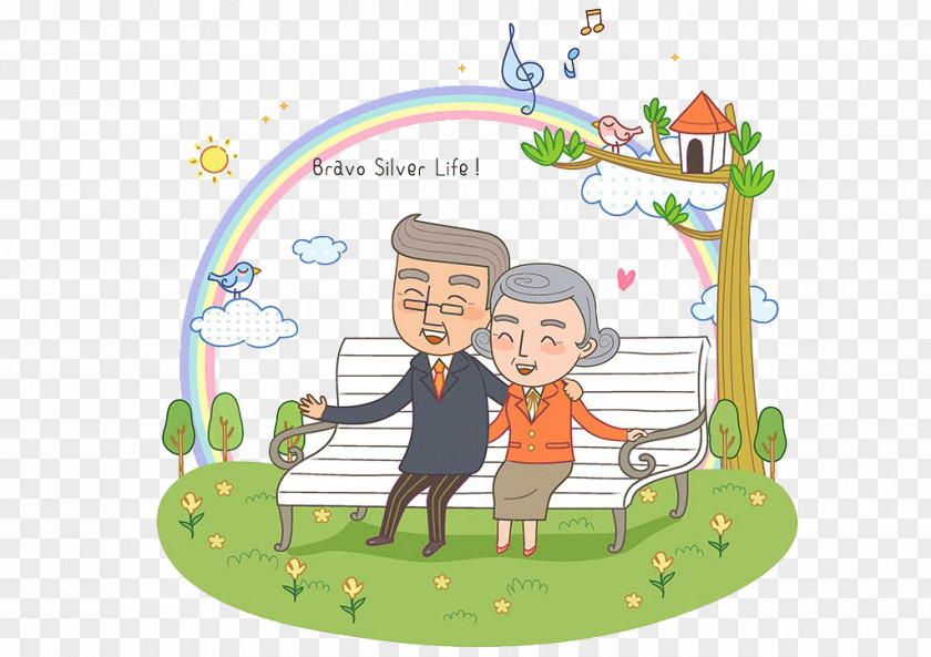 Old Man Sitting On A Bench Age Illustration PNG