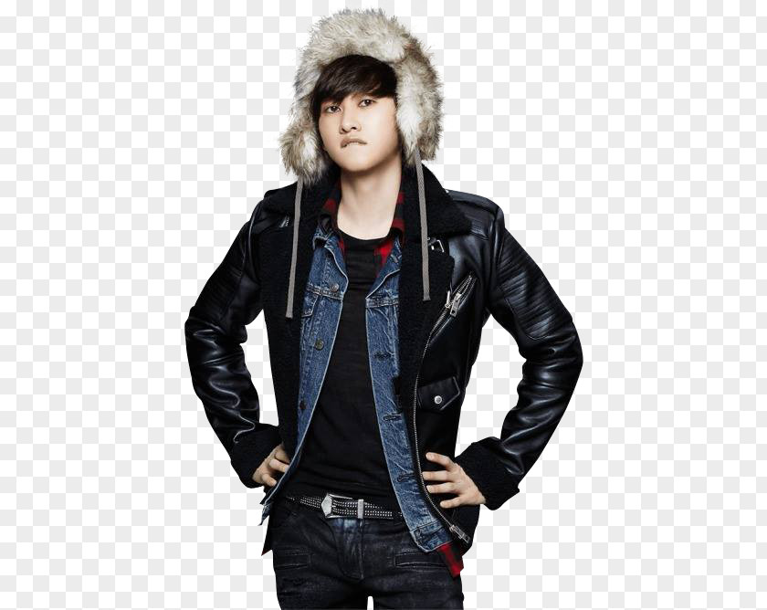 Super Junior Leather Jacket Hoodie Fur Clothing Black M PNG
