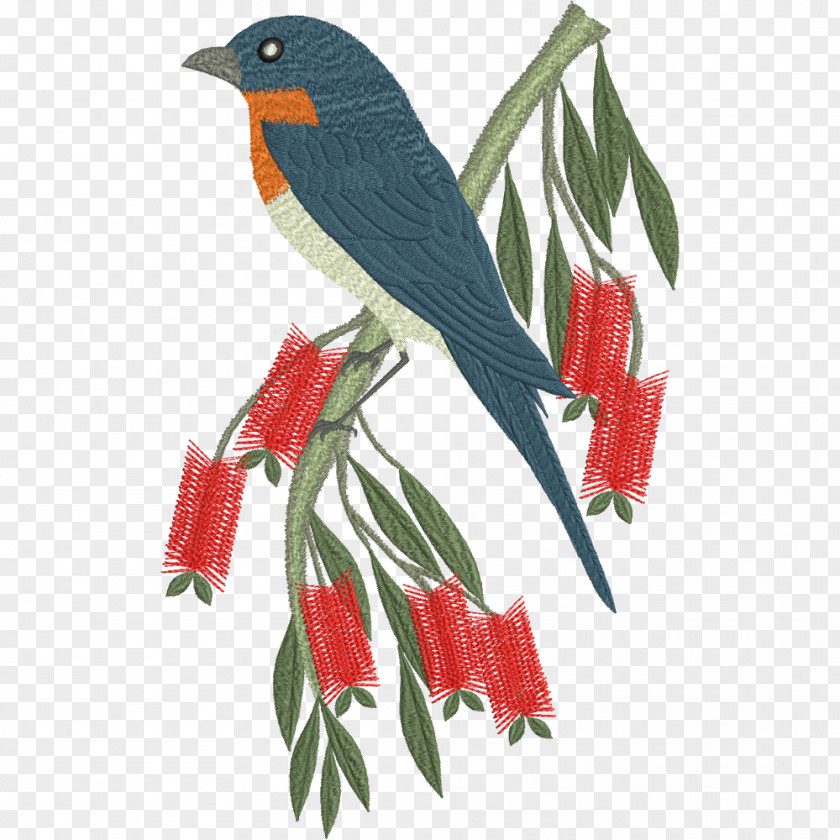 Design Machine Embroidery Floral Bird PNG