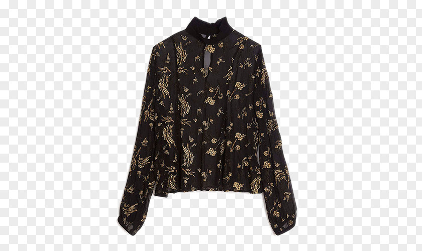 Printed Jacket Blouse Sleeve Button Collar PNG