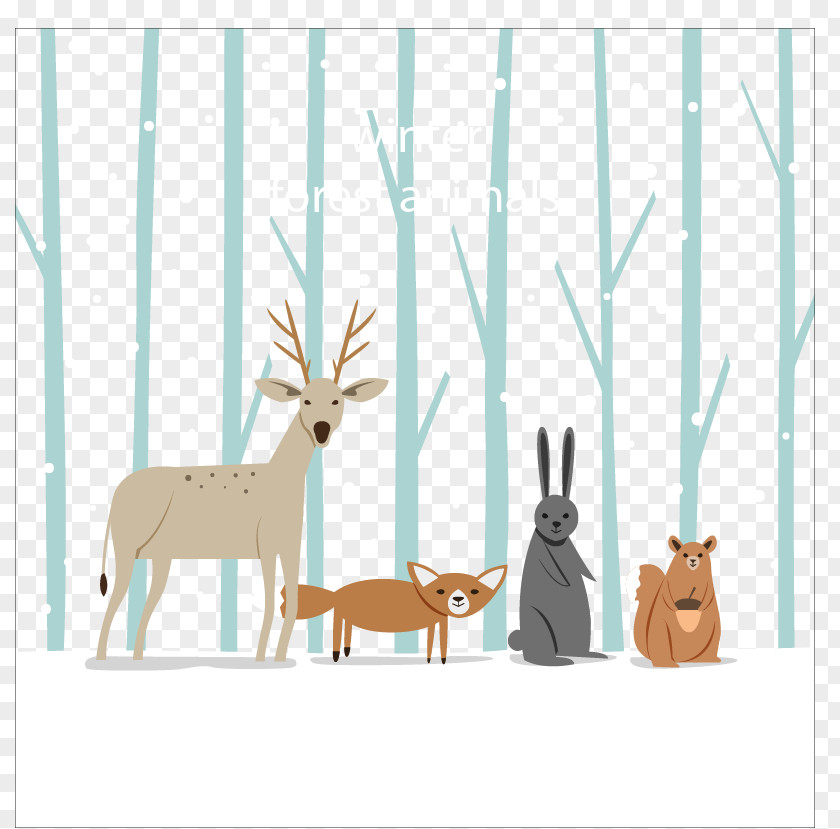 Small Animals On The Snow Reindeer Animal Winter PNG