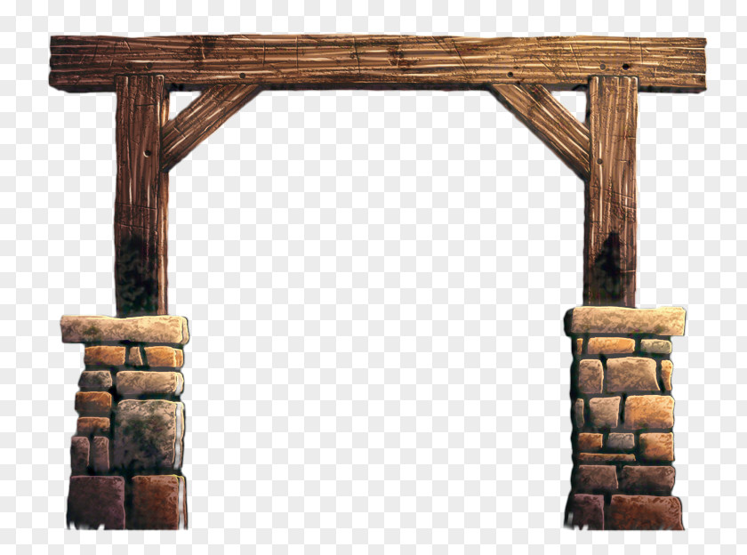 Stone Wall Hardwood Wood Table Frame PNG