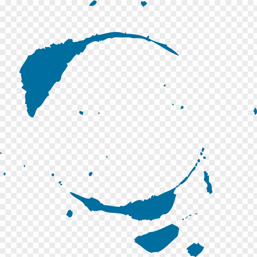 Blue Concise Circle Watercolor Painting PNG