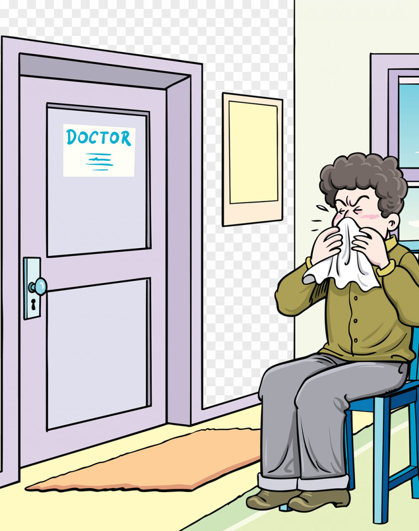 Doctor Clinics Line Up To See The Illustrations Sore Throat Drawing Stock Illustration PNG