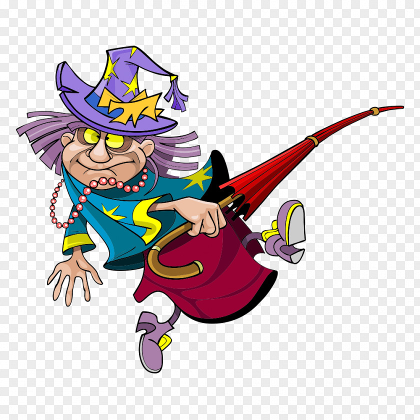 Vector Witch Enchantress Cartoon Clip Art PNG