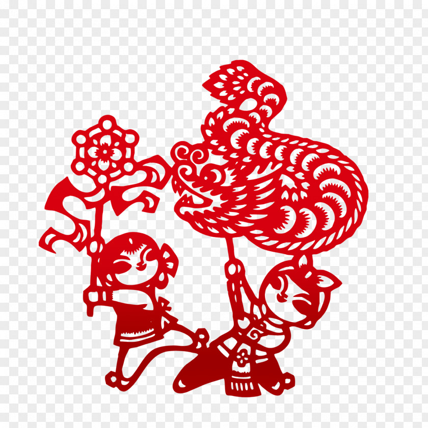Dragon Papercutting Chinese Paper Cutting New Year Antithetical Couplet PNG