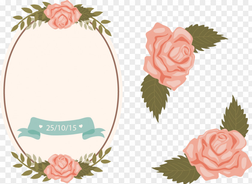 Hand-painted Flowers Vector Label Garden Roses Paper PNG
