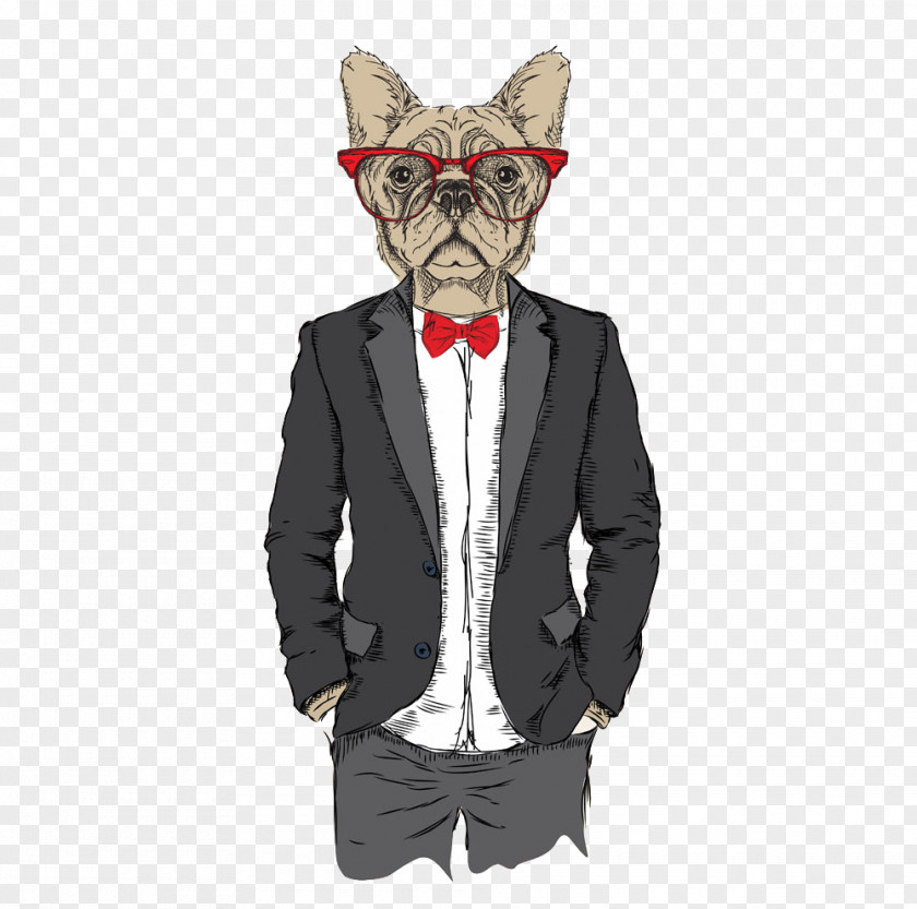 Mr. Dog Wearing A Suit T-shirt Stock Photography Illustration PNG