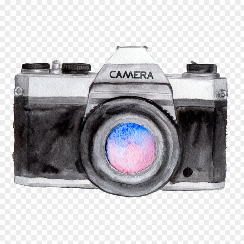 Hand-painted Canon Camera Watercolor Painting Logo Drawing Photography PNG