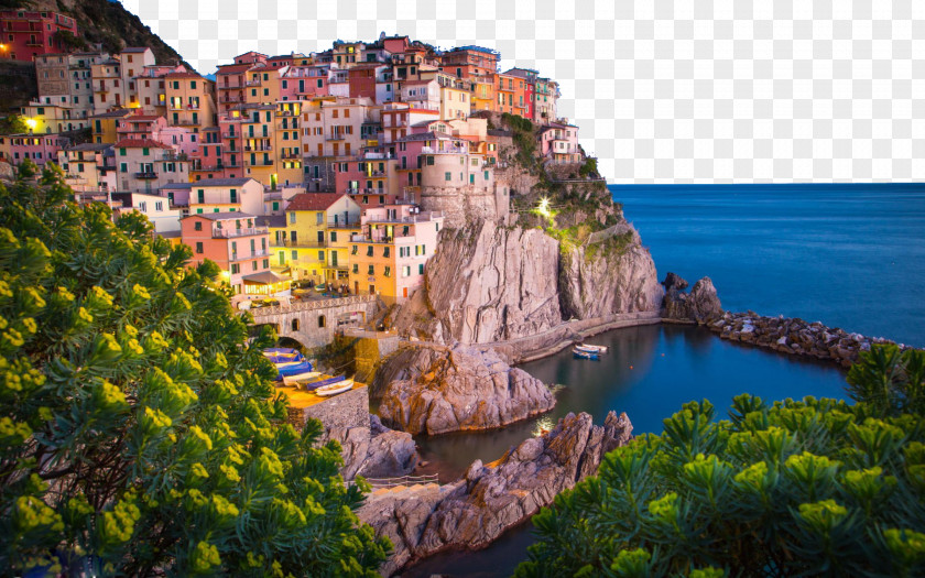 Italy Cinque Terre Four Manarola Vernazza Riomaggiore Ligurian Sea Wallpaper PNG