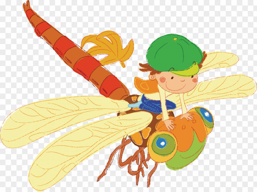 Dragonfly And Children Butterfly Illustration PNG