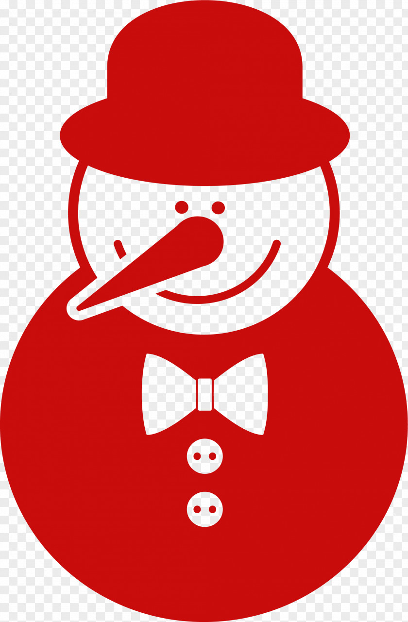 Hand Painted Red Snowman Hat Nose PNG