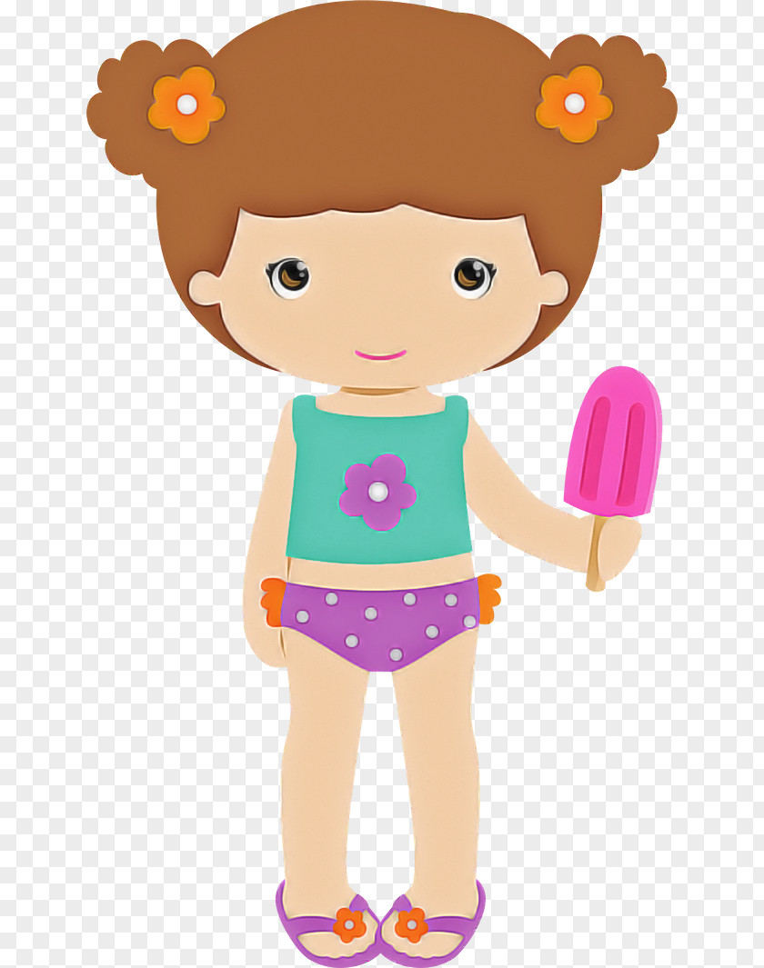 Cartoon Toy Child Brown Hair Doll PNG