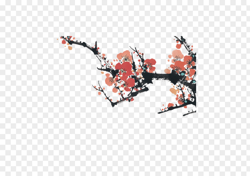 Ink Plum Blossom No Four Gentlemen Wash Painting PNG