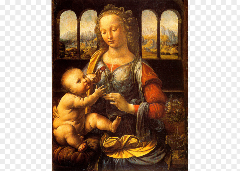 Painting Madonna Of The Carnation Benois Litta Renaissance Virgin And Child With St. Anne PNG