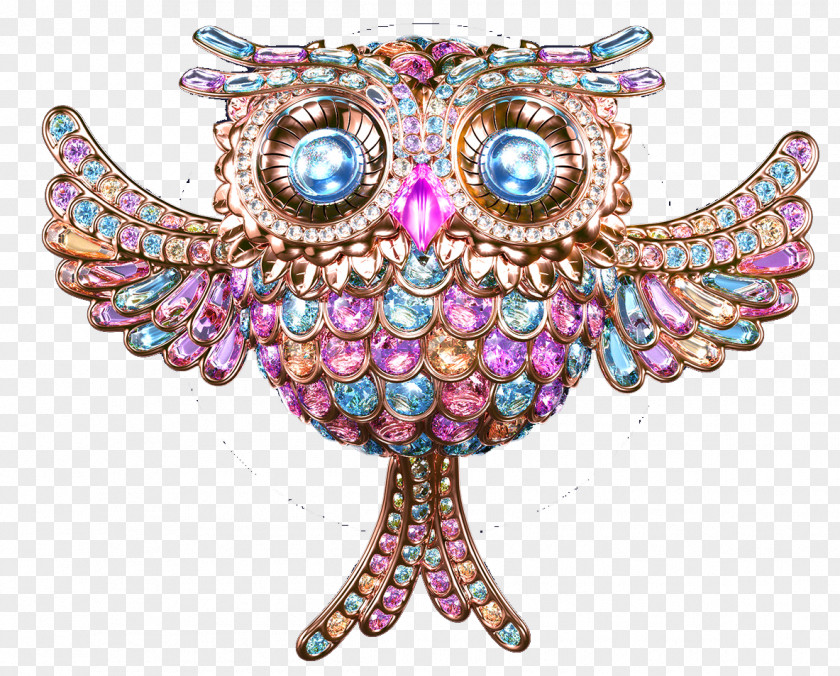 Inlaid Diamond Owl Clip Art PNG