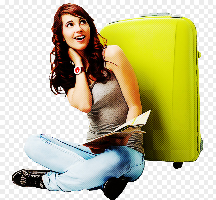 Sitting Suitcase Technology Baggage Luggage And Bags PNG