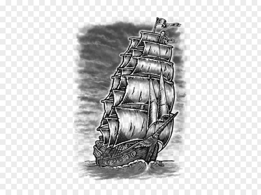 Ghost Ship Tattoo Drawing Black-and-gray Sketch PNG