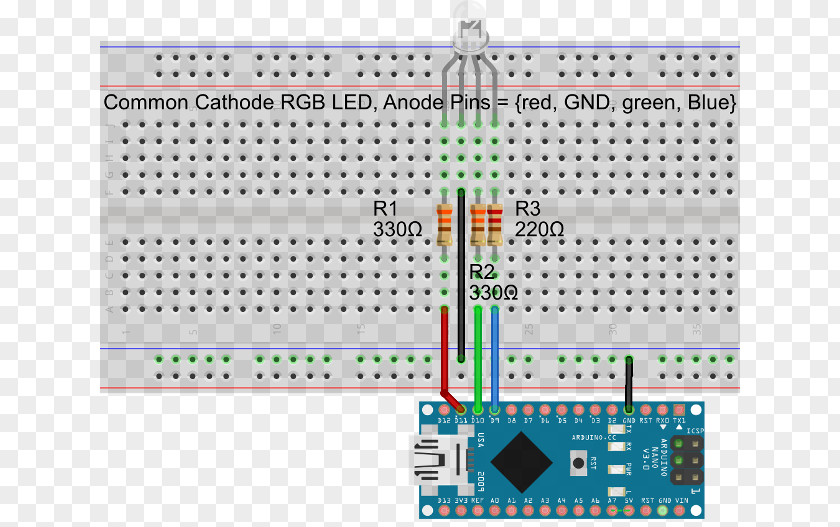 Color Circuit Board Arduino Light-emitting Diode Wiring Diagram Electronic RGB Model PNG