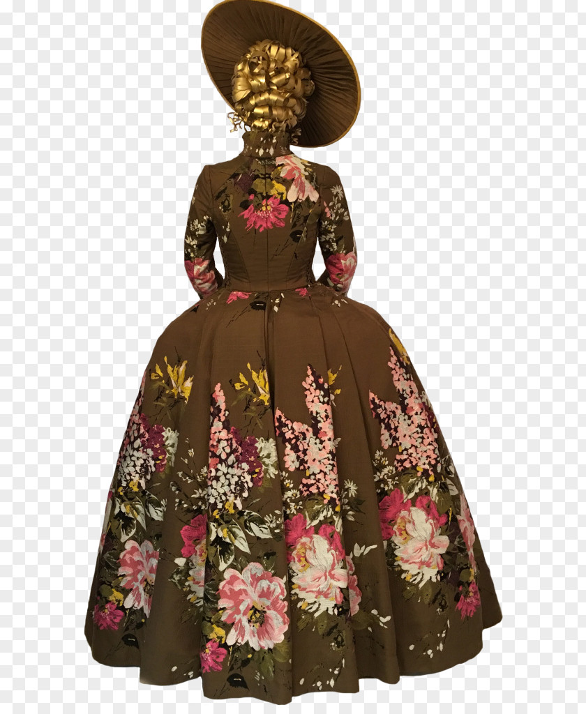 Flower Dress Victorian Fashion Era Claire Fraser Costume PNG