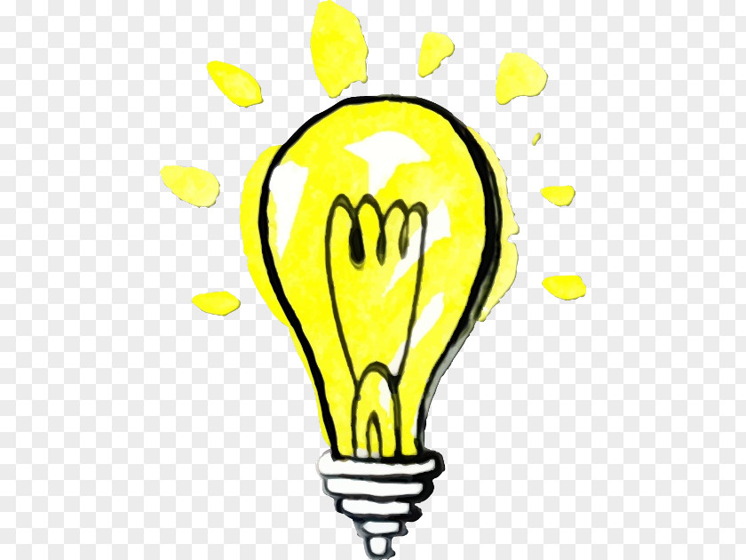 Line Art Happy Light Bulb PNG