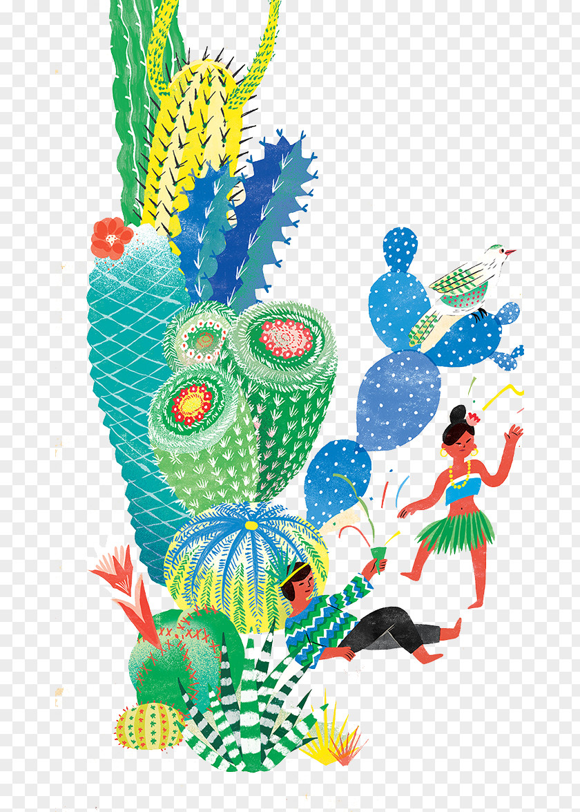Painted Cactus Graphic Design Poster Illustration PNG