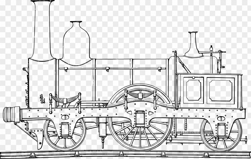 Train Rail Transport Steam Locomotive Coloring Book PNG