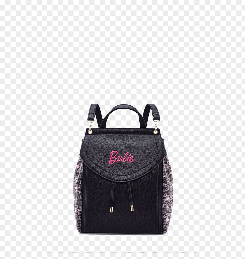 Barbie Backpack Black And White Pattern Handbag Leather Fashion PNG