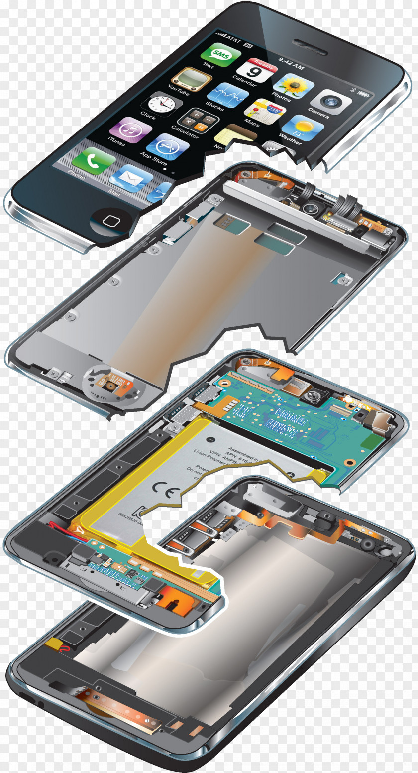 Smartphone Mobile Phones Exploded-view Drawing Technical Illustration PNG