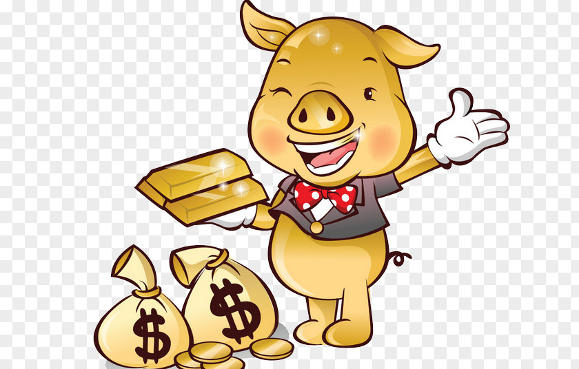 Piggy Love Of Money Domestic Pig Bank Gold Chinese Zodiac Illustration PNG