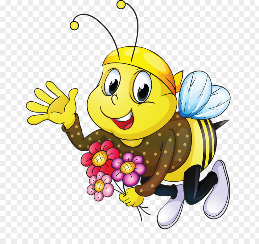 Cartoon Flowers Bee Beehive Royalty-free PNG