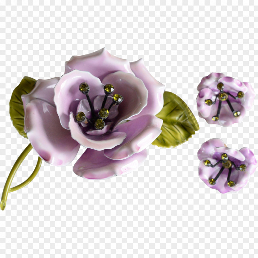 Lilac Flower Earring Brooch Purple PNG