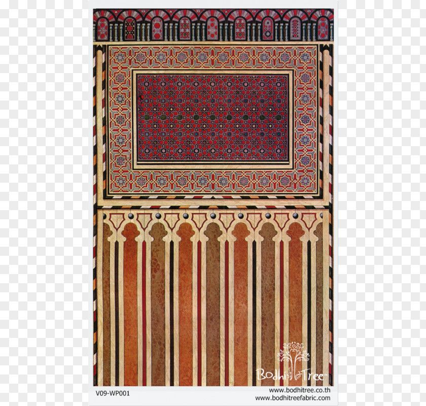 Arabesque Motif Wood Stain Giclée Picture Frames Painting Carpet PNG
