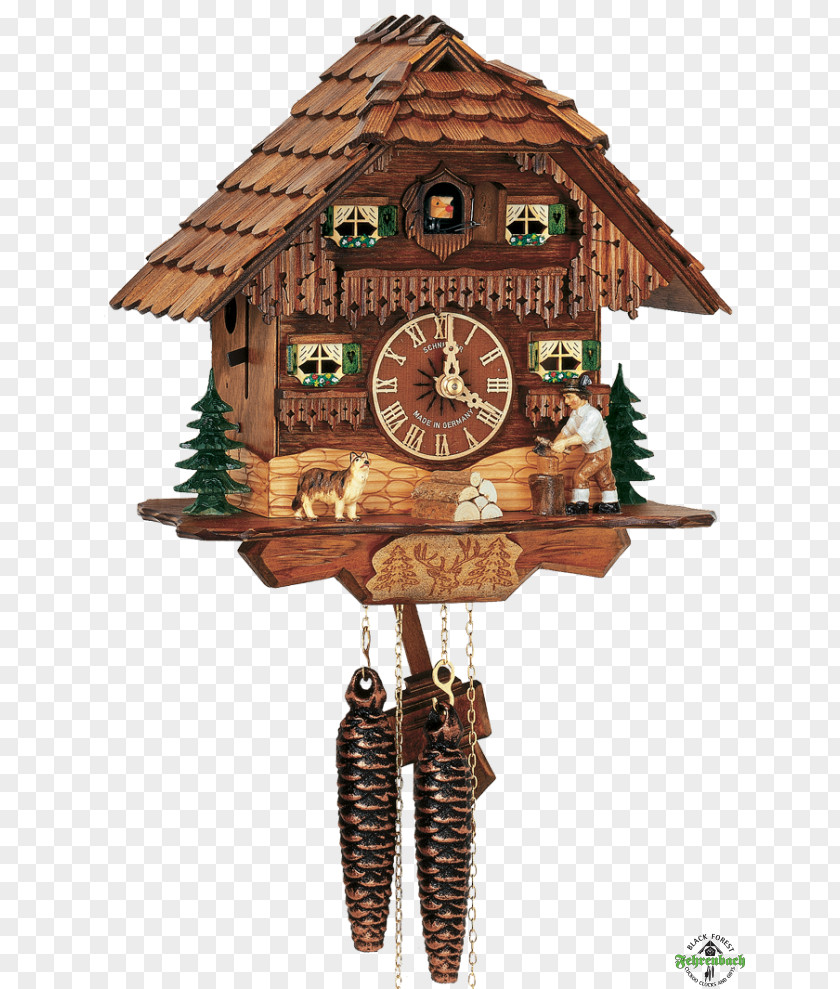 Clock Cuckoo Quartz Black Forest House Chalet PNG