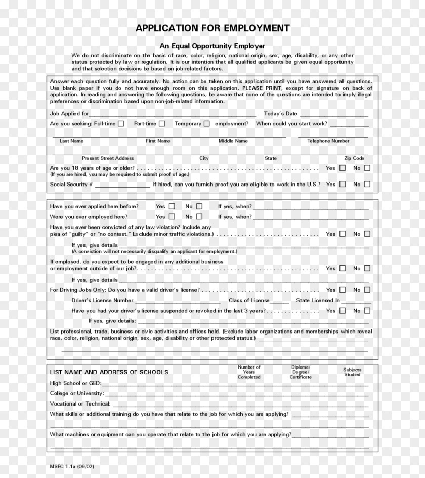 Application For Employment Template College School PNG for employment application School, Job clipart PNG