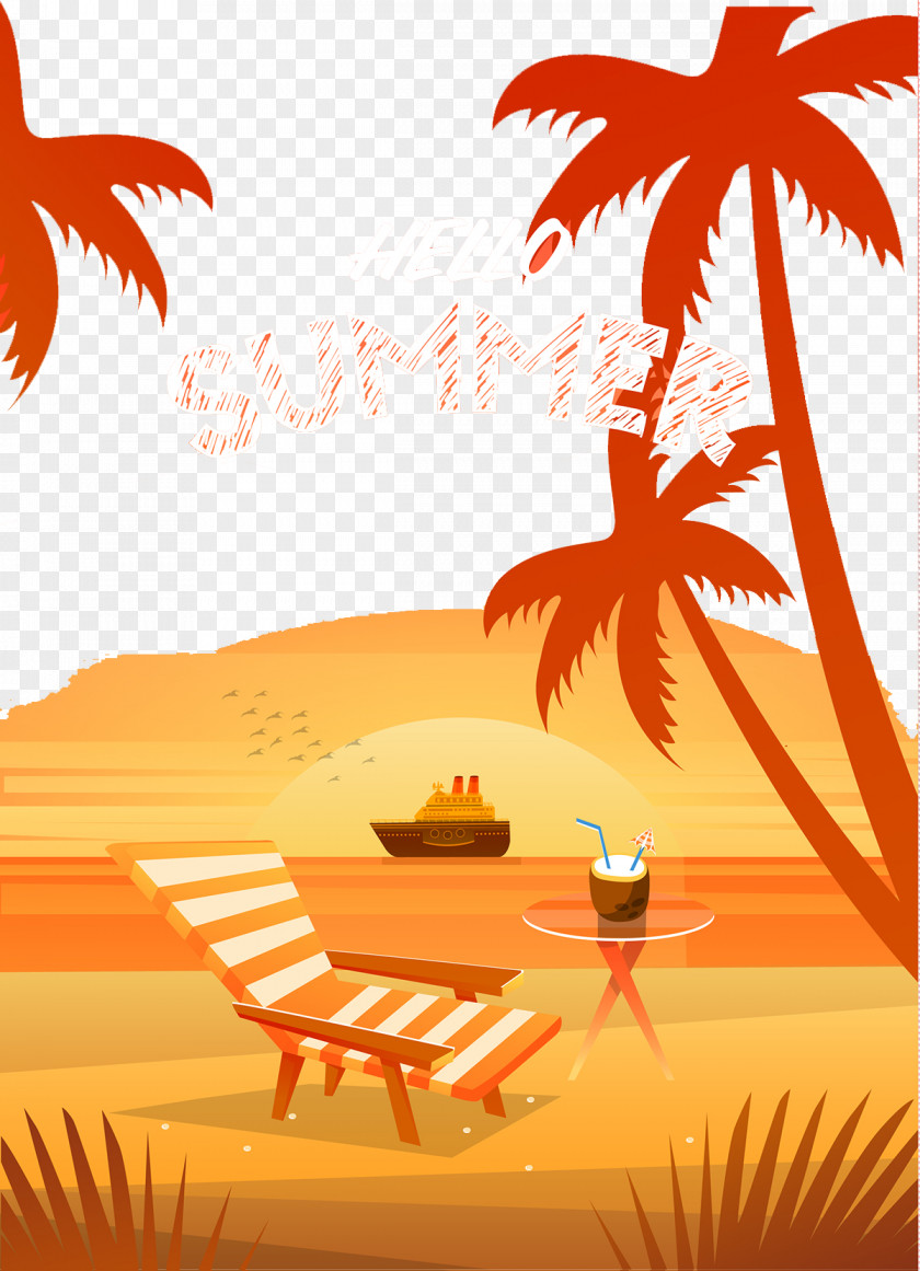 Creative Summer Beach Vacation Illustration PNG