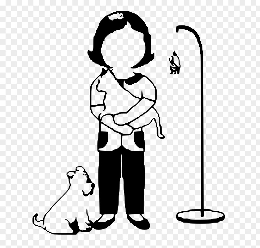 Child Blackandwhite Cat And Dog Cartoon PNG