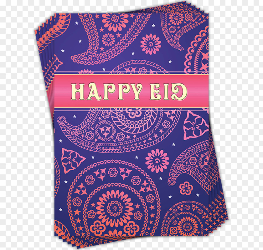 Eid Card Paisley Al-Fitr Purple Pink PNG